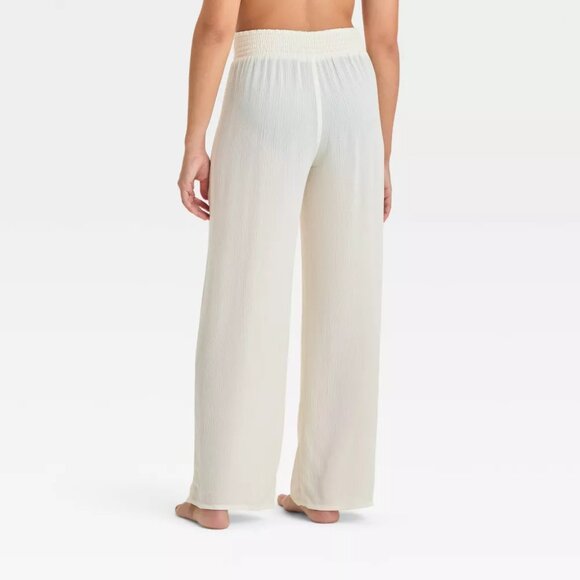 NEW Girls' Solid Cover Up Pants - art class™ Cream Small 6/7 - Picture 2 of 6